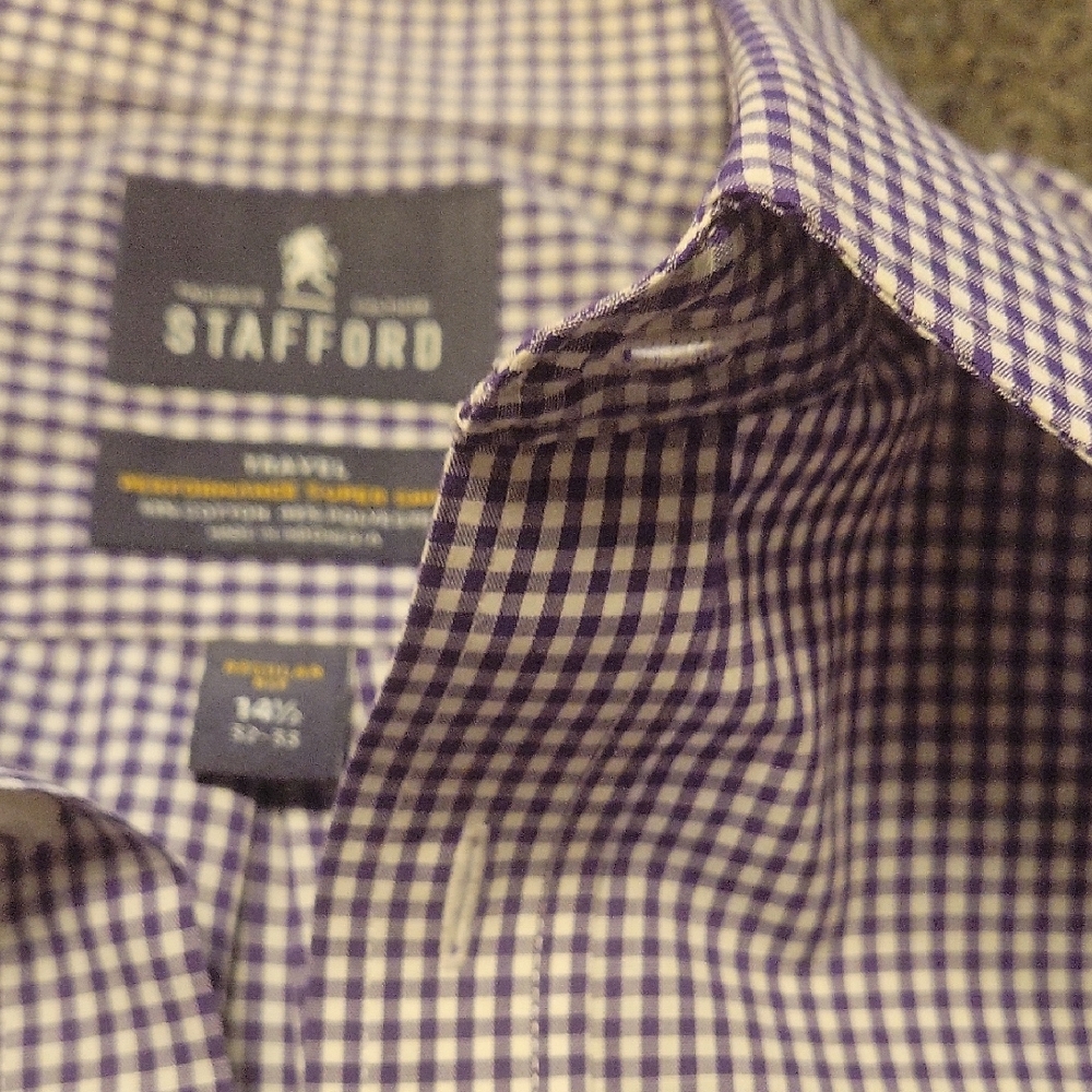 Stafford Men's Purple Gingham Dress Shirt